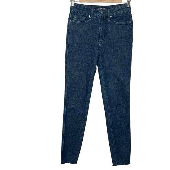 Judy Blue Denim - Judy Blue Skinny Fit Jeans Womens Size 3/26 High Rise Dark Wash Blue Frayed Hem